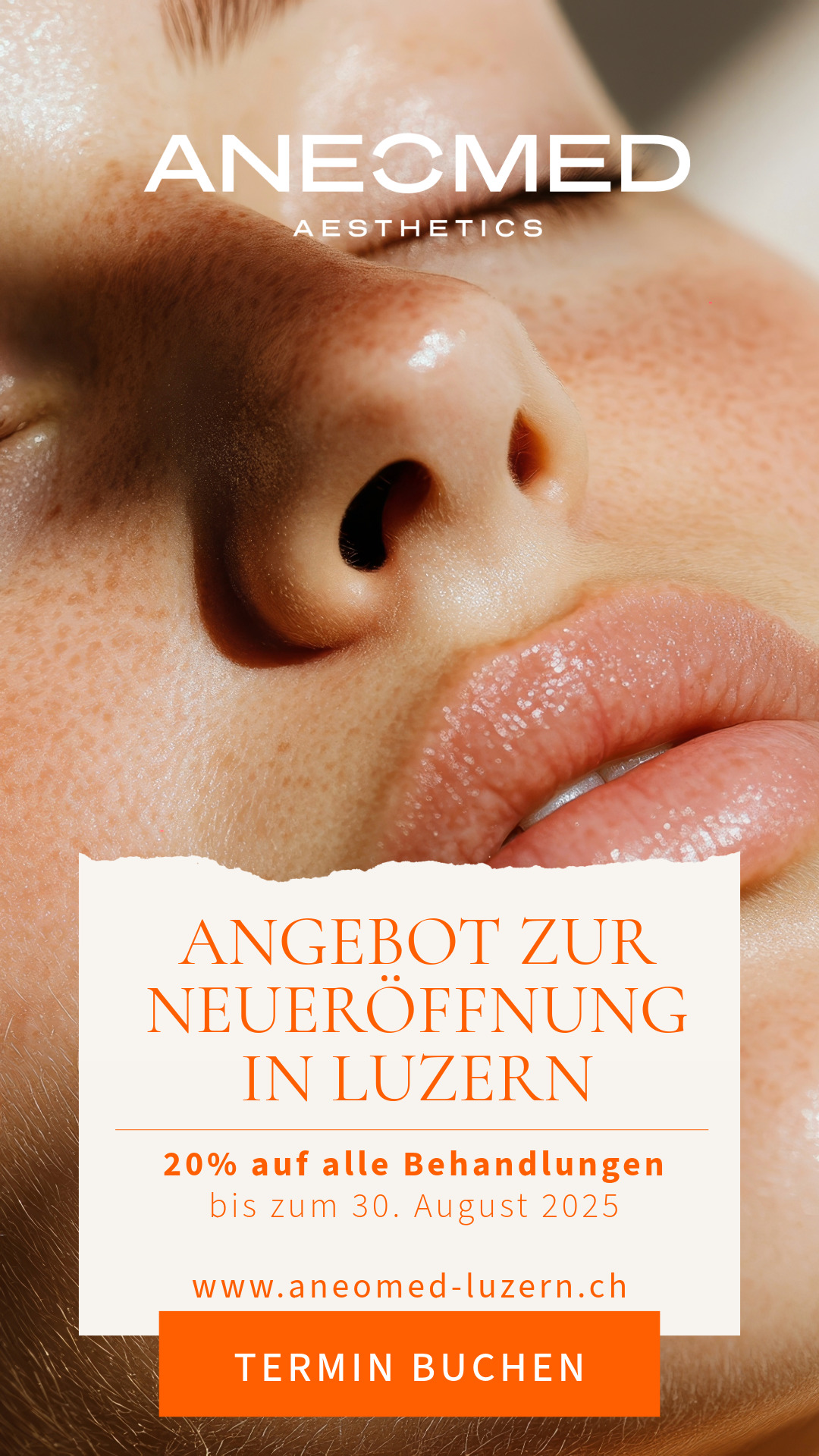 ANEOMED Aesthetics Luzern 20% Rabatt auf alle Behandlungen Eröffnungsangebot Kosmetikstudio Neueröffnung Schweiz